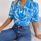 Fashion Tie Dye Printed Short Sleeve Shirt Summer Casual Lapel Shirt Tops For Womens Clothing