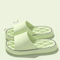 Light green non-slip design bathroom slippers with thick EVA sole and breathable hollow upper for men and women