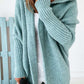 Light blue oversized bat sleeve hooded cardigan sweater for women, knitted loose fit with ribbed cuffs