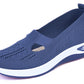 Blue summer breathable mesh slip-on shoe for children with white sole