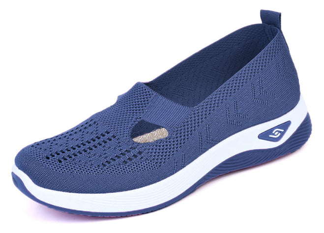 Blue summer breathable mesh slip-on shoe for children with white sole