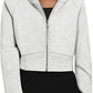 Casual Zippered Hooded Sweatshirt Fleece Sport Cardigan Fashion Hoodies Short Tops Womens Clothing