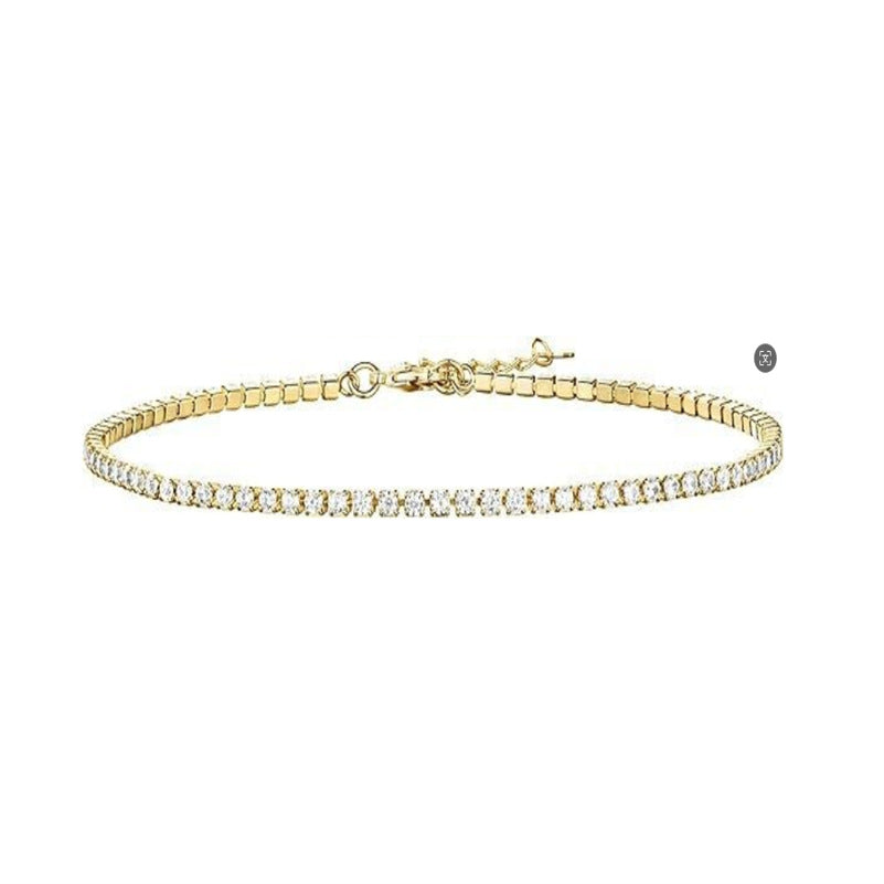 Gold rhinestone beach anklet with sparkling round beads and adjustable clasp