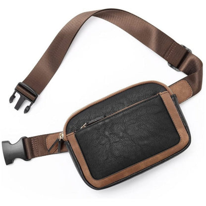 Fashion chest bag artificial leather women's black and brown waist pouch with adjustable strap