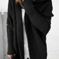 Black oversized bat sleeve hooded cardigan sweater for women