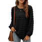 Fashion Jacquard Long-sleeved Round Neck T-shirt Casual Loose Pullover Top Womens Clothing