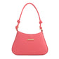 Women's high-end hand-held small square armpit bag in pink PU leather with gold accent
